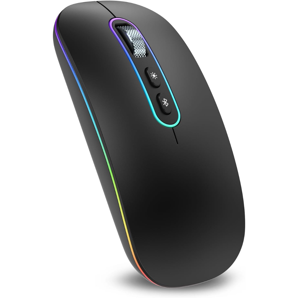 Cimetech Rechargeable Wireless Mouse – 2.4G & Bluetooth, 1600 DPI Slim Silent Ergonomic Mouse for Mac, iPad, PC & Laptop