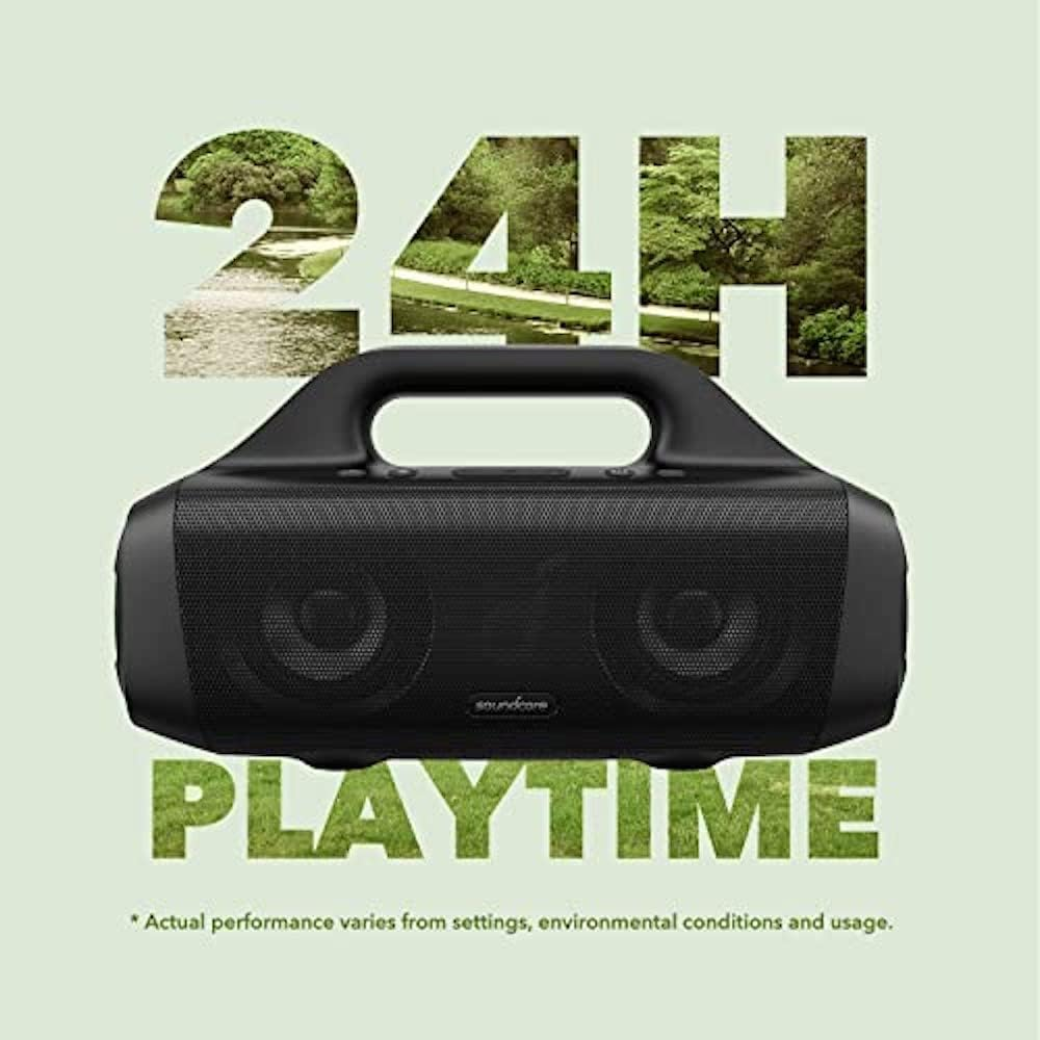 soundcore Anker Motion Boom Portable Bluetooth Speaker with Titanium Drivers, BassUp Technology, IPX7 Waterproof, 24H Playtime, App, Bluetooth 5.0, for Home, Party, Outdoors