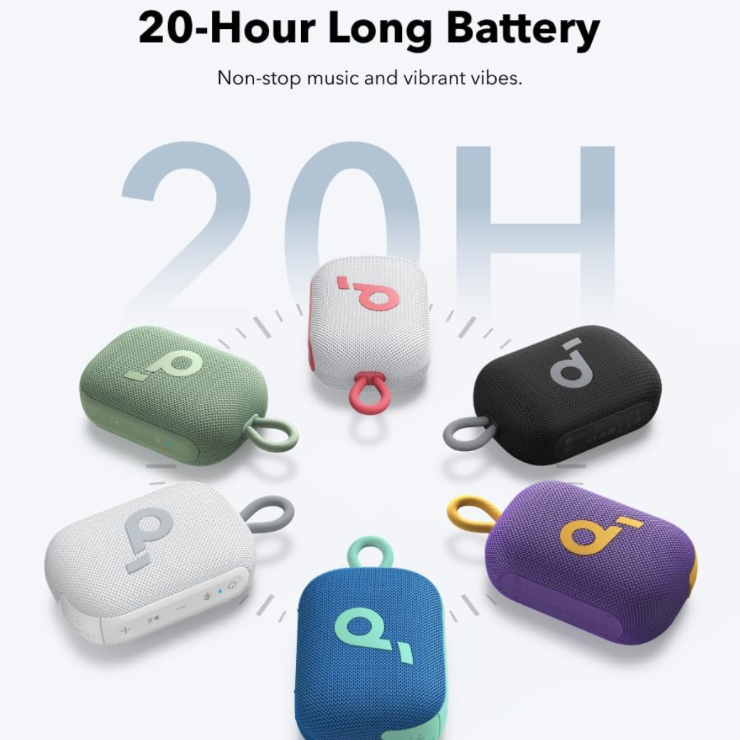 soundcore Select 4 Go Ultra Portable Bluetooth Speaker by Anker, 20H Playtime, IP67 Waterproof and Dustproof, Floatable, Customisable Pro EQ, Wireless Stereo Pairing, Ideal for Home, Outdoors, Hiking