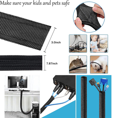 142PCS Cable Management Kit – Wire Organizer Set with Sleeves, Clips, Ties & Cord Holders