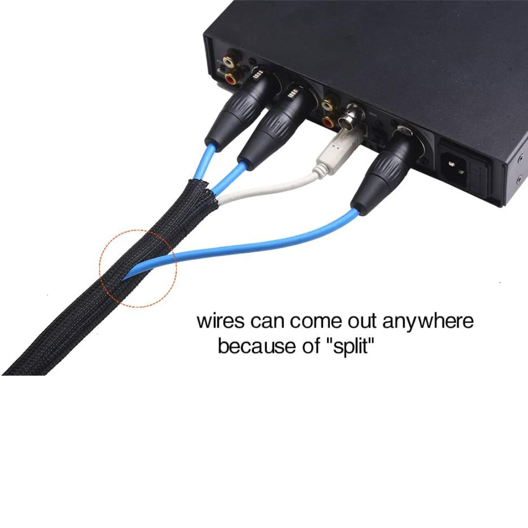 Alex Tech 10FT 1/2 Inch Split Wire Loom Tubing – Black Cable Sleeve Cord Protector for USB, Audio & Power Cables | Pet & Cat Chew Protection