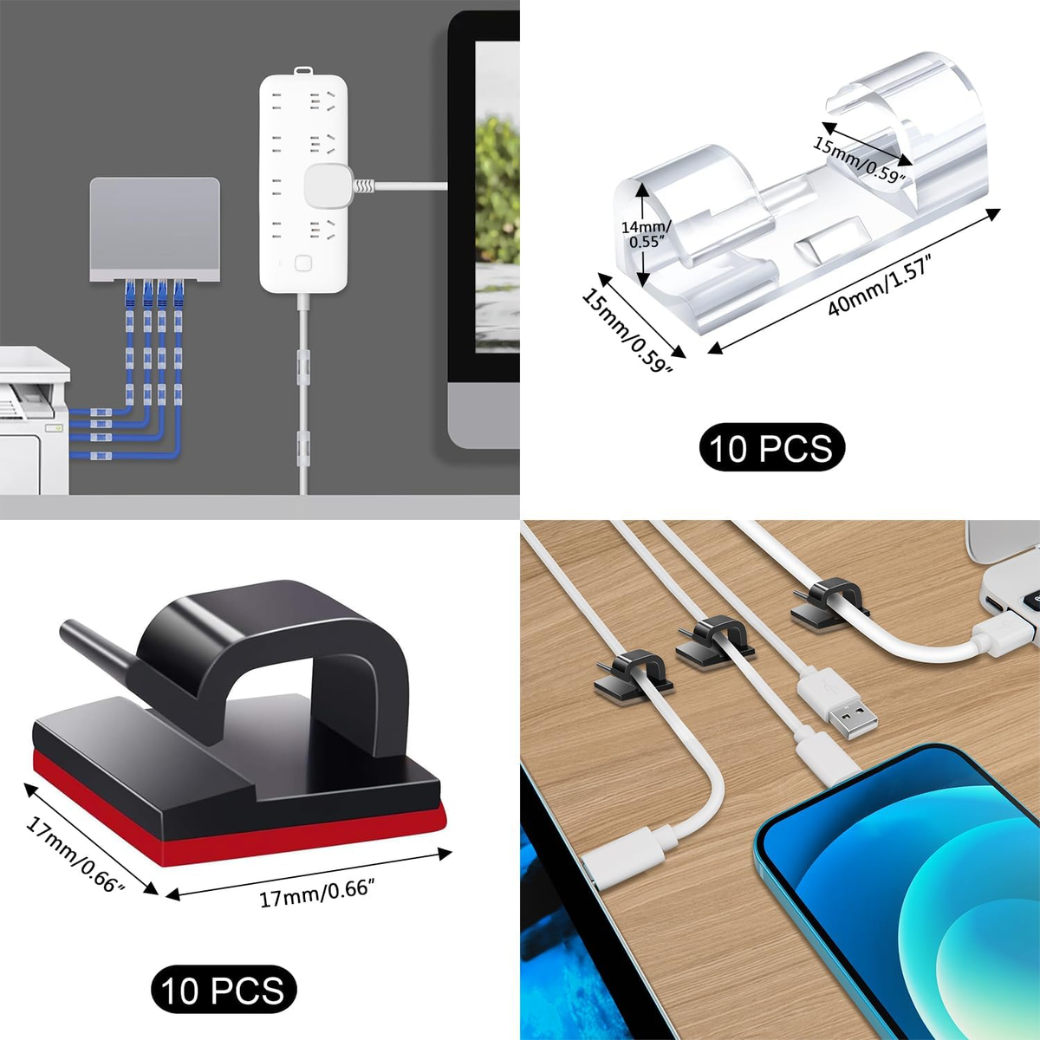 SOULWIT 200PCS Cable Management Kit – Wire Organizer Set with Sleeves, Clips, Ties & Holders