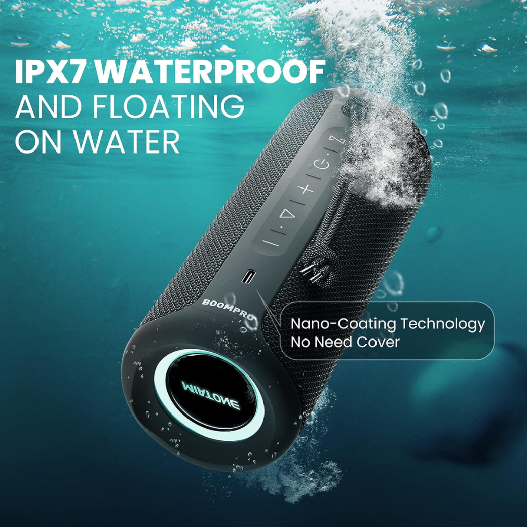 MIATONE Boompro Bluetooth Speakers 36W Portable Speaker with Stereo Sound Bass, Bluetooth 5.3 Wireless IPX7 Waterproof Speaker with USB Type C Charging Port for Him (Black)
