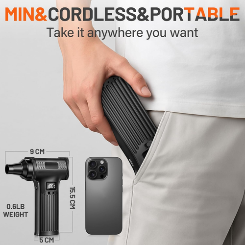 150000RPM Electric Air Duster – Mini Rechargeable Cordless Blower with Self-Adjustable Speed